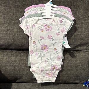 Carter's Pink and White Floral Bodysuit Set
